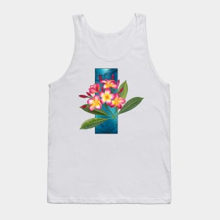 Pink Plumeria Branch with Rectangle Tank Top